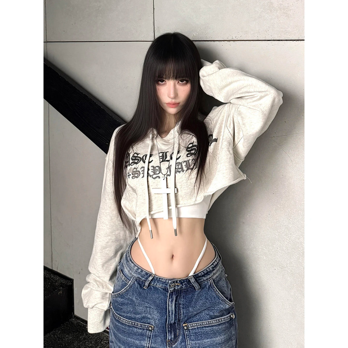 Seeslim Streetwear Graphic T Shirts Women Hooded Print Autumn Tops Korean Fashion 2000s Clothes Y2k Tees Female Clothing T-shirt