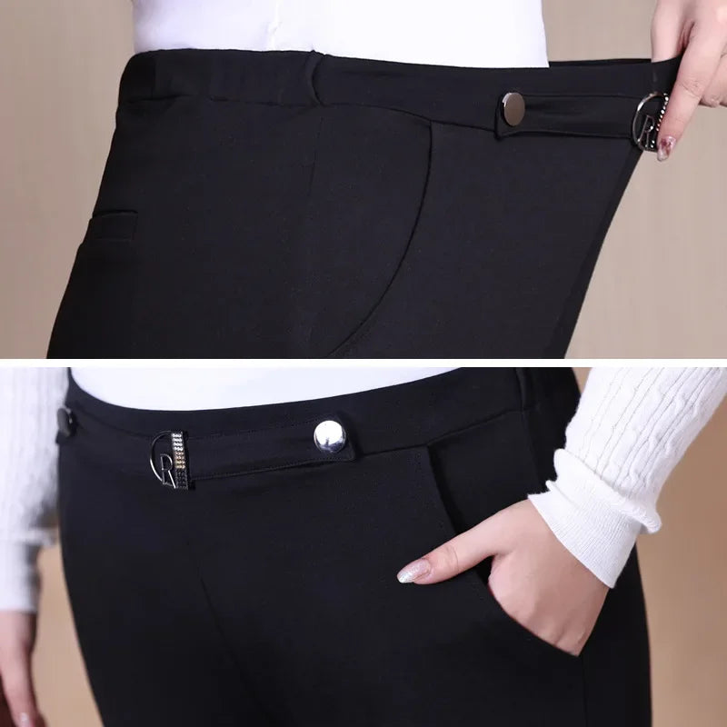 Autumn Formal Pants Women Big Large Size 7XL 6XL Plus Loose Lady Office Stretched Elastic Female Black Girl Clothing Trousers