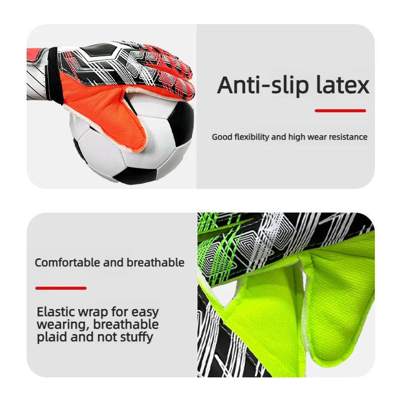 Professional Soccer Goalkeeper Gloves With Finger Save Guards, Thickened Anti Slip Latex Goalie Gloves For Adults Kids Men Women