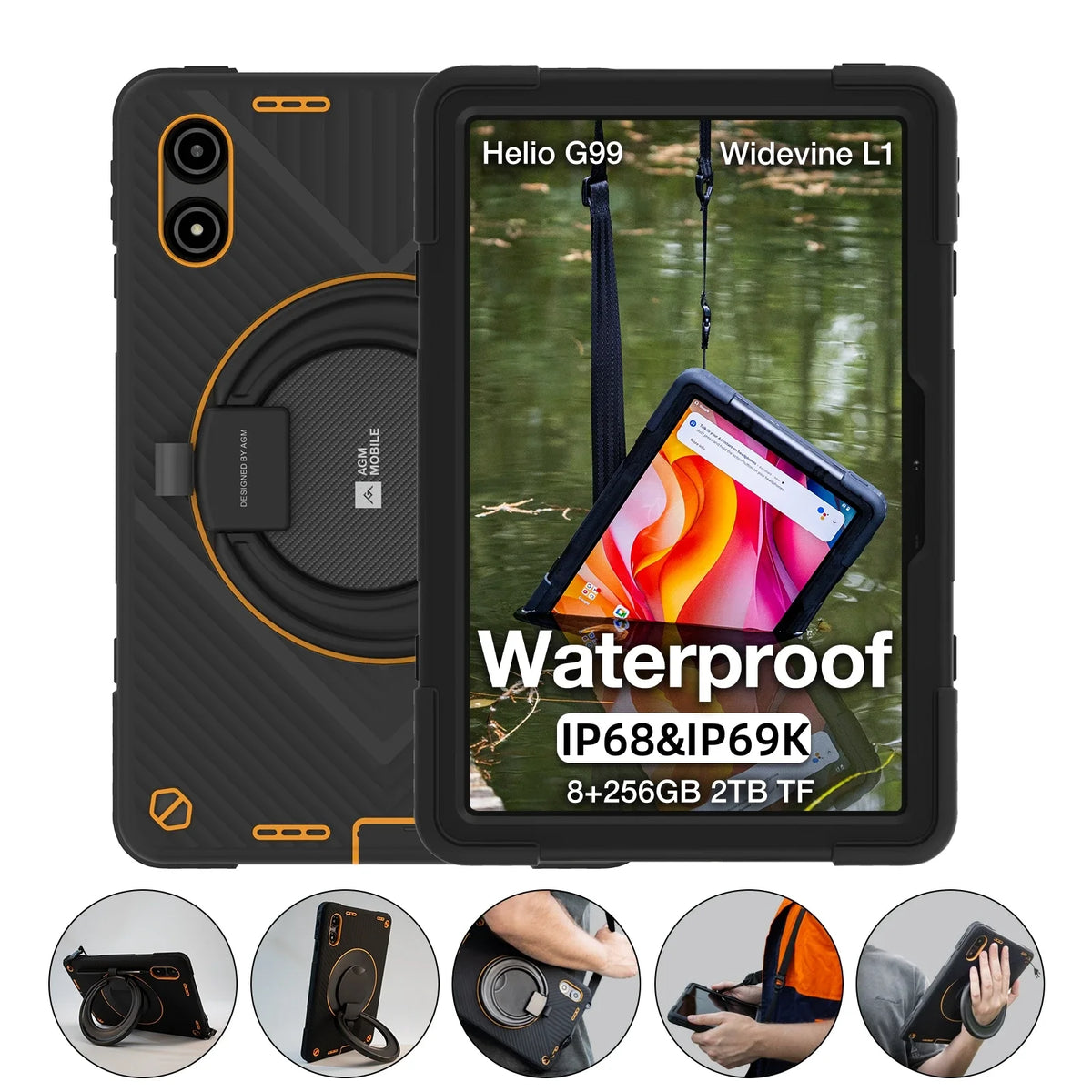 AGM P2 Active Rugged Tablet 11 Inch FHD IP68 Waterproof Dustproof 8GB RAM 256GB ROM Octa Core G99 Android 14 Outdoor Tablet