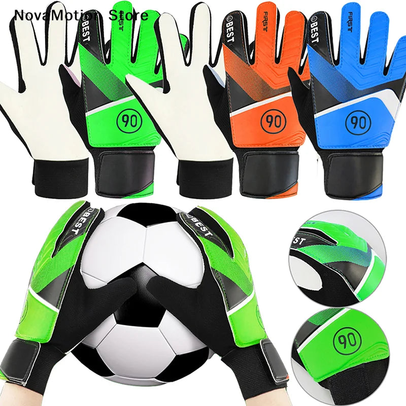 1 Pair Children Soccer Goalkeeper Gloves Anti-Collision Latex PU Goalkeeper Hand Protection Gloves Football Accessories For Kids