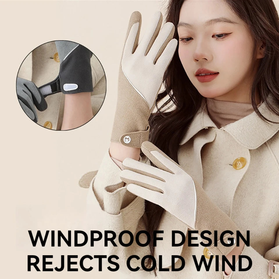Cycling Warm Gloves Women Winter Skiing Bicycle Outdoor Sport Plush