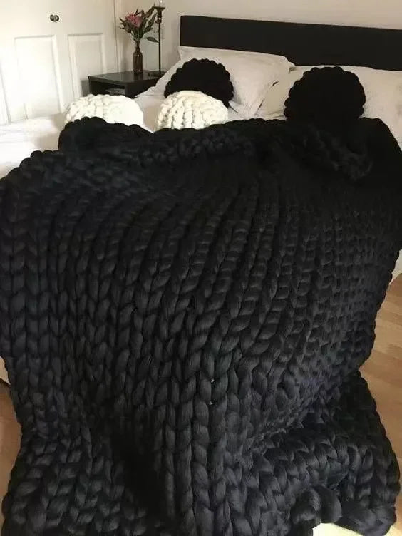 Weighted Knitted Weighted Blanket Queen Size Handmade Minky Chunky Throw Blanket Soft And Breathable Best Gift For Christmas