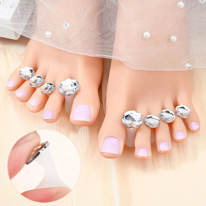 8pcs Pearl & Diamond Shape Toe Separators, Silicone Finger Spacers for Pedicure Manicure Nail Care Tools