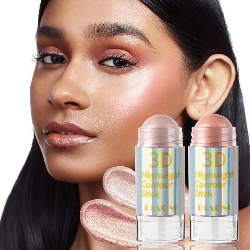 6 Colors 3D Face Brighten Highlighter Bar Cosmetic Face Contour Bronzer Shimmer Highlighter Stick Concealer Cream Makeup tool
