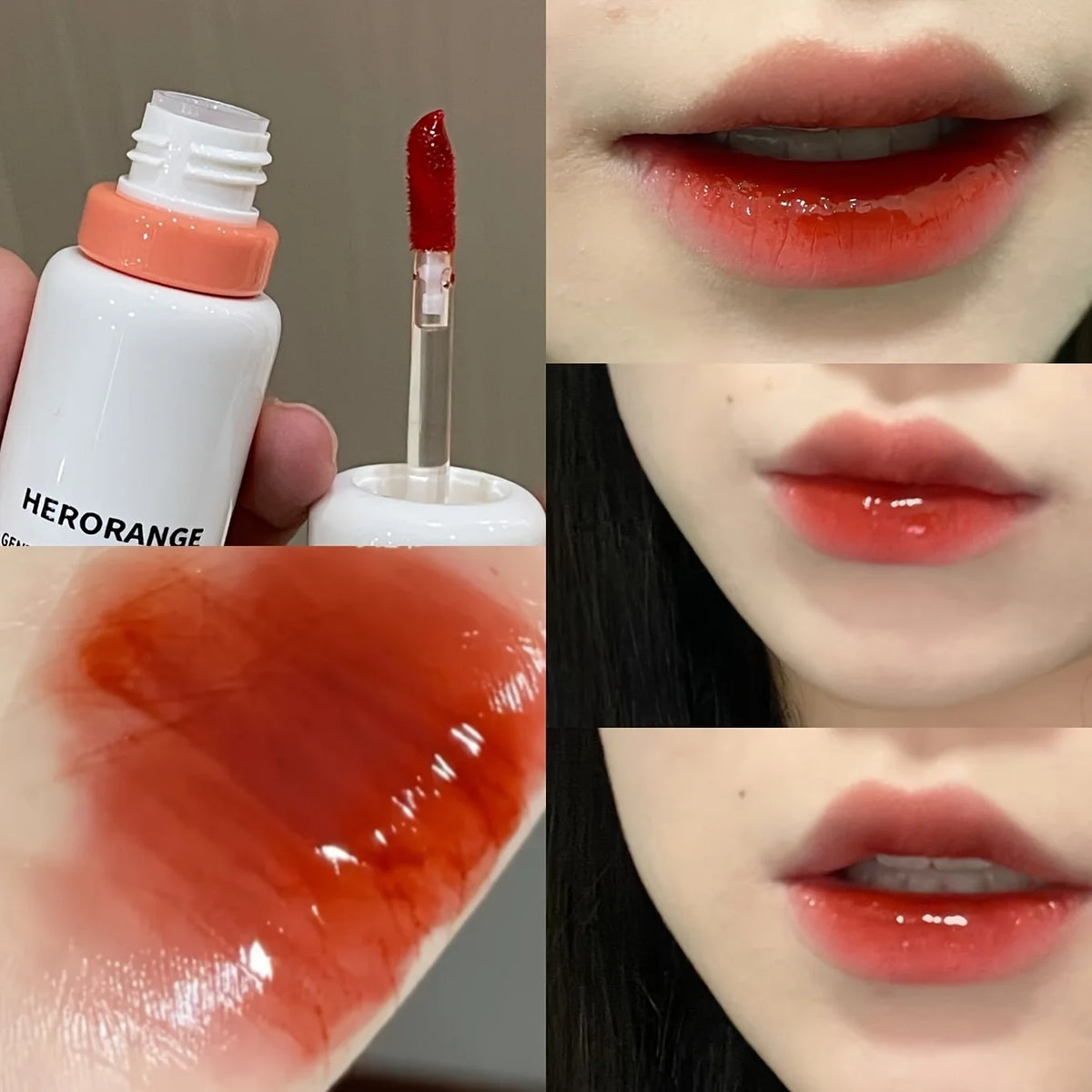 Herorange Glossy Lip Gloss Hydrating Watery Plump Lips Long Lasting for Autumn Winter