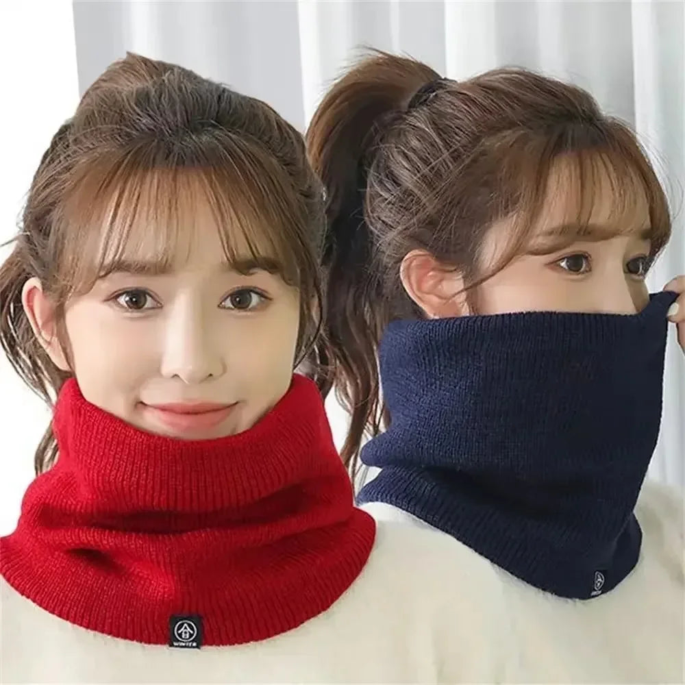 Winter Knit Neck Warmer Unisex Fleece Lined Thick Tube Scarf Windproof Thermal Circle Outdoor Ski Cycle Cold Weather Neck Cover