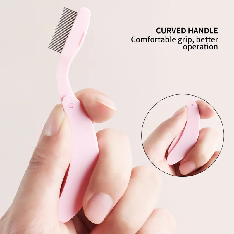 Folding Ultra-fine Stainless Steel Eyelash Brush Eyelash Separator Eyebrow Eyelash Extension Comb Eye Lash Curler Eyelash Tools