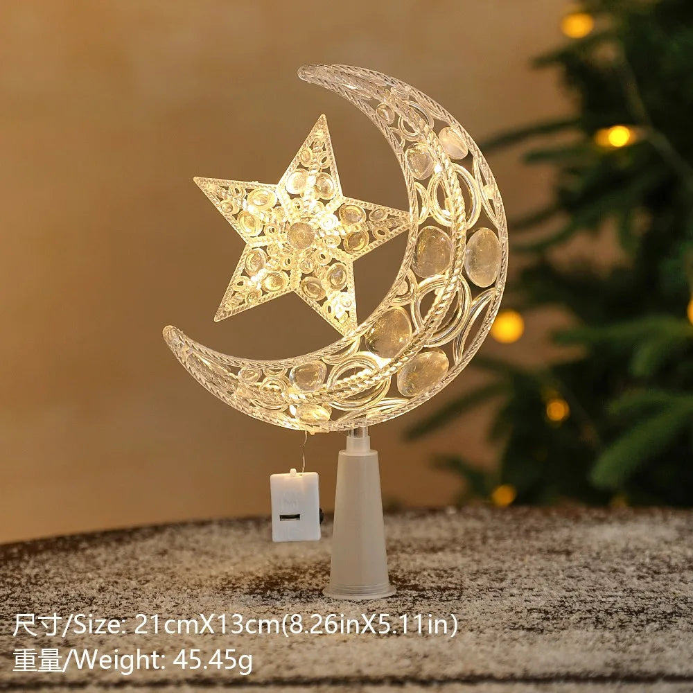 15cm Christmas Decoration Glowing Tree Topper Glitter Shining Star Xmas Tree Ornaments for Home Decor Navidad New Year 2026 Gift