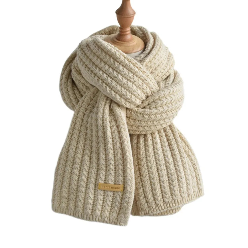 Fashion Thickened Knitted Scarf Winter Warm Outdoor Wraps Long Scarves Solid Color Neckerchief Male and Female
