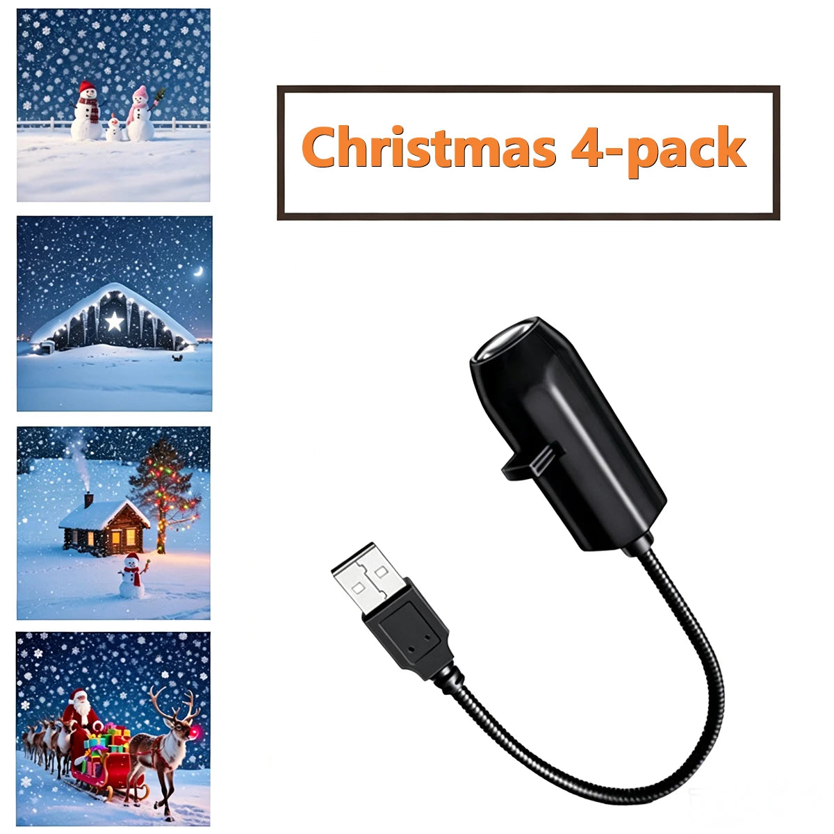 Christmas Projector Light 4/6/10PC Pattern Adjustable USB Projector Night Light for Halloween Atmosphere Lamp Room Ceiling Decor