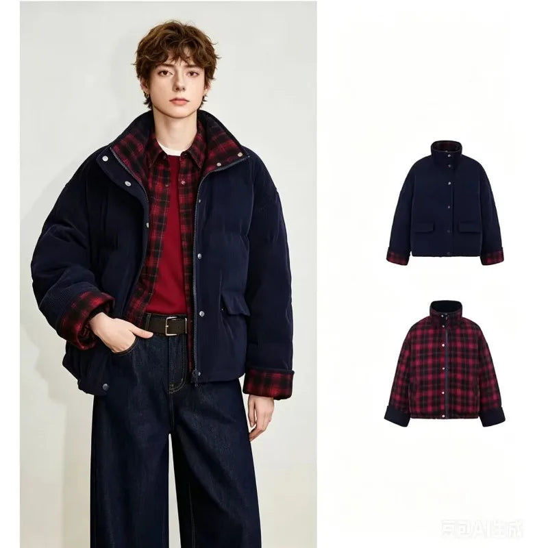 Winter Reversible Coats Long Hooded Jackets Reversible Sherpa Fleece Warm Outerwear for Cold Winter