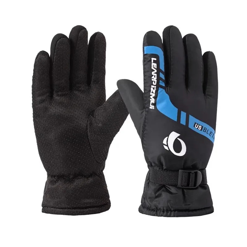 Winter Warm Velvet Cycling Gloves,Windproof Waterproof Cold‑Resistant Cotton Gloves for Outdoor Motorcycle Riding &Takeaway Work