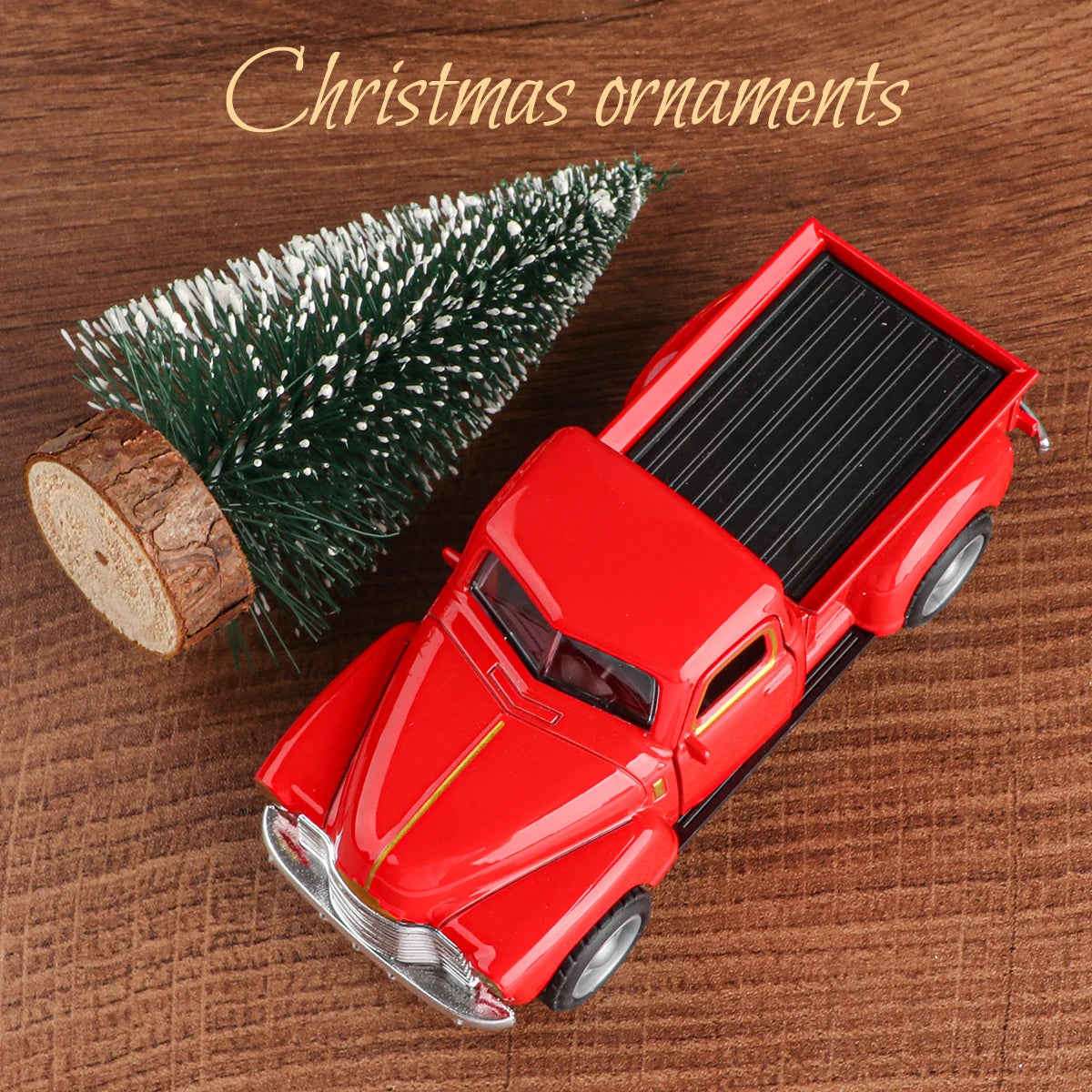 Mini truck+Christmas tree 2-piece ornament set; a good thing for home atmosphere decoration; living room and office desk ornamen