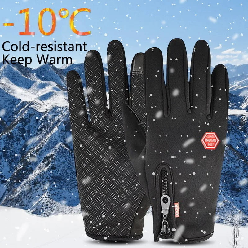 Winter Warm Cycling Gloves Bicycle Warm Touchscreen Full Finger Glove Waterproof Outdoor Bike Skiing Fishing Motorcycle Riding