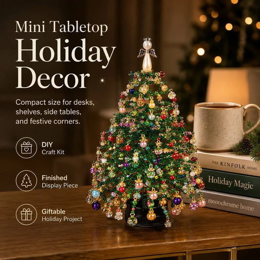 DIY Beaded Christmas Tree Kit for Kids & Adults 3D Crystal Craft with LED Lights, Bonding Holiday Activity & Festive Home Accent
