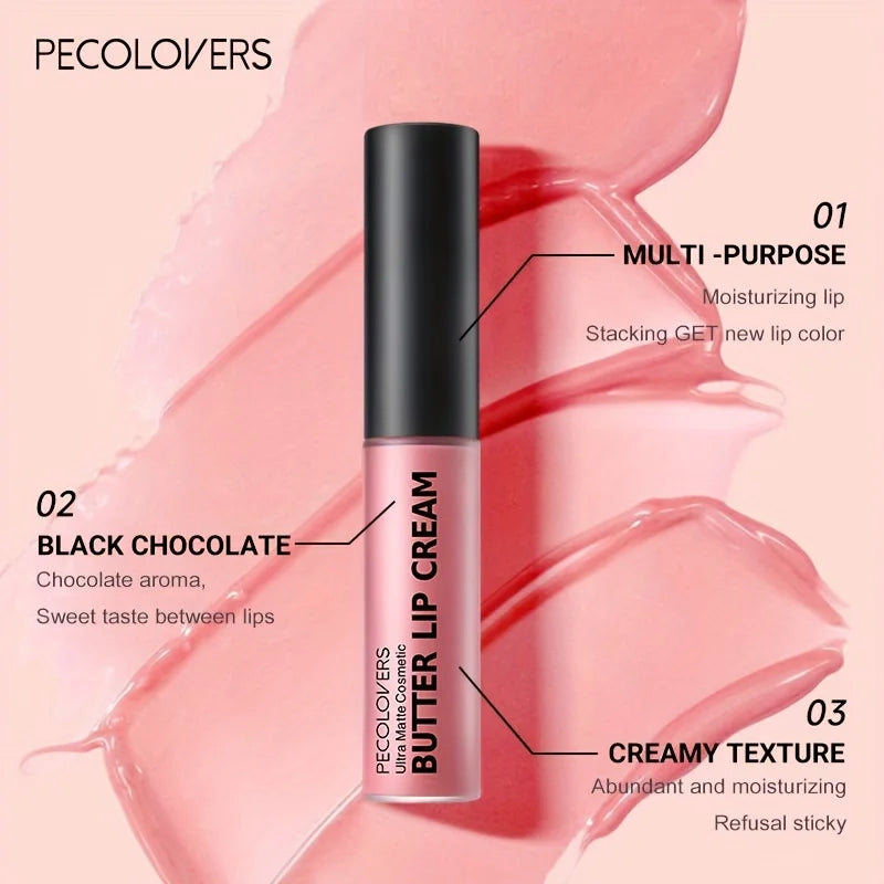 Butter Lip Cream Liquid Lipstick, Non-Sticky, Moisturizing High Pigment For Nude Red Sexy Lip Makeup Cosmetic