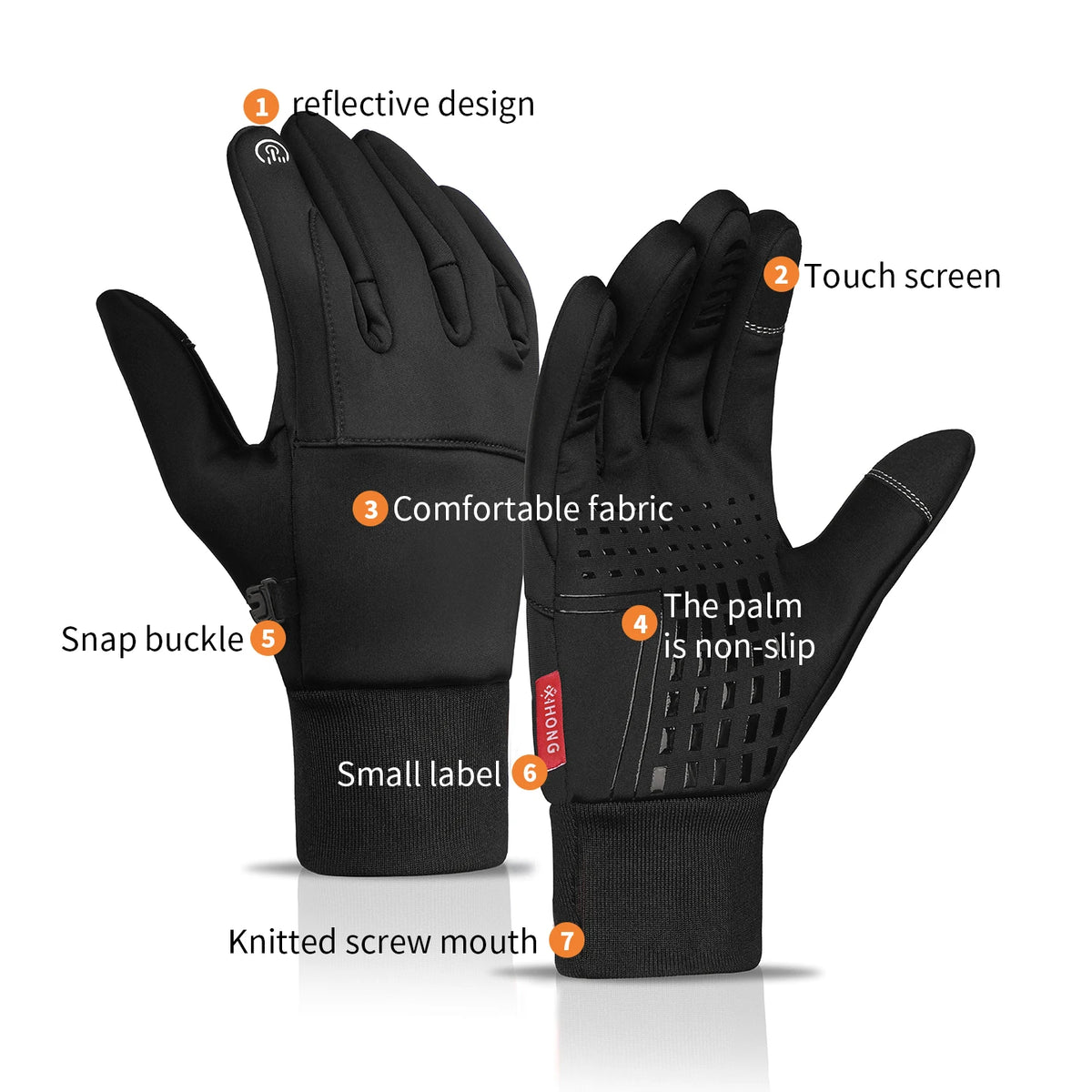 Winter Thermal Motorcycle Gloves Waterproof Windproof Touch Screen Anti-slip Full Finger Insulated Outdoor Scooter Riding Gloves