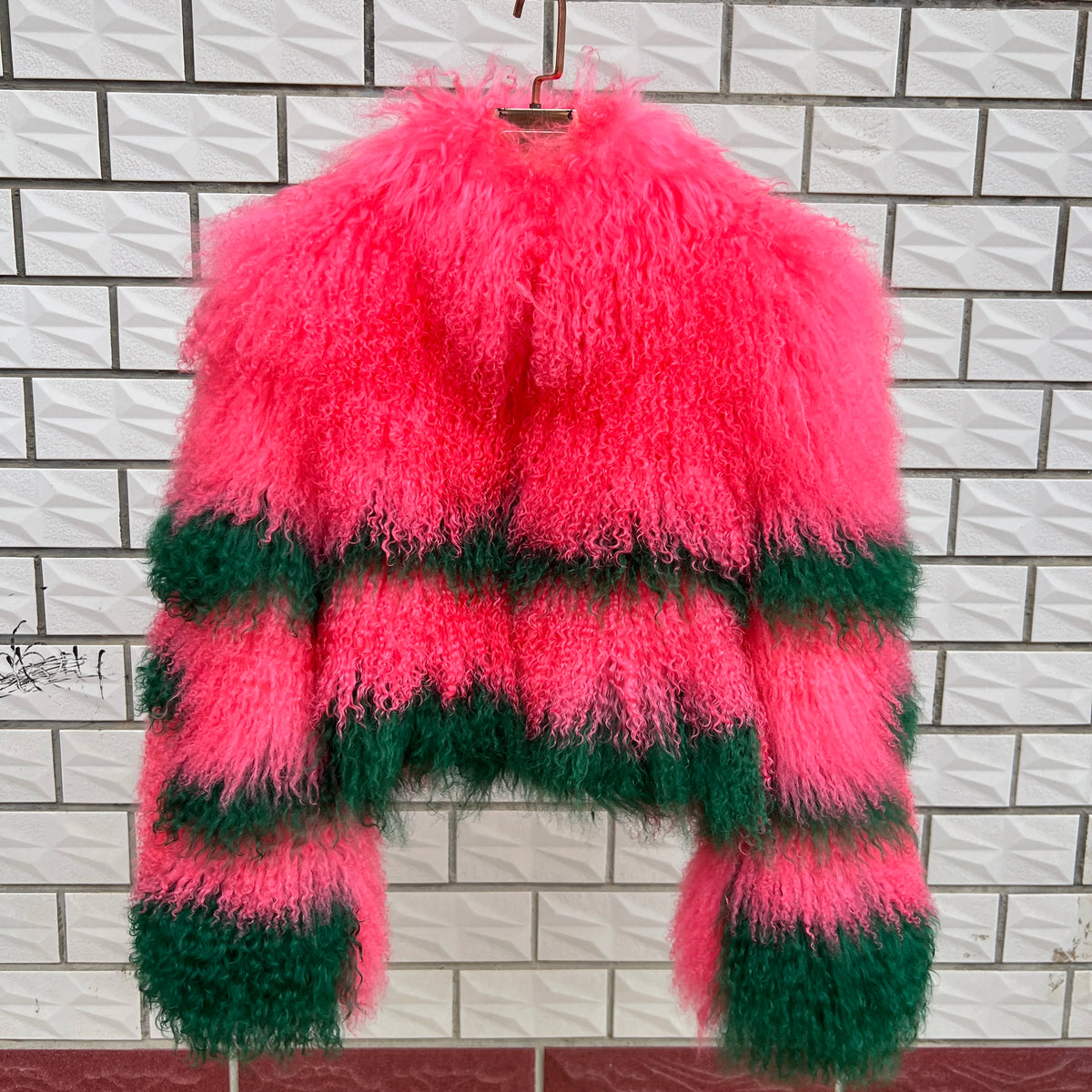 Aulande New Women Winter 100% Real Fur Mongolian Sheepskin Coats Short  40 CM Standing Coller Fashion High Quality Sheep Jacket