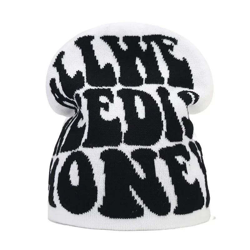 Y2K Letter Knitted Winter Autumn Beanie Cap Men Women Kanye Beanies Gorras Hombre Top Warm Skiing Hat Ear Hats Hip Hop Skullcap