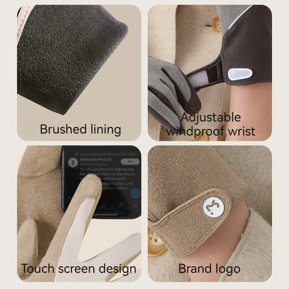 Cycling Warm Gloves Women Winter Skiing Bicycle Outdoor Sport Plush