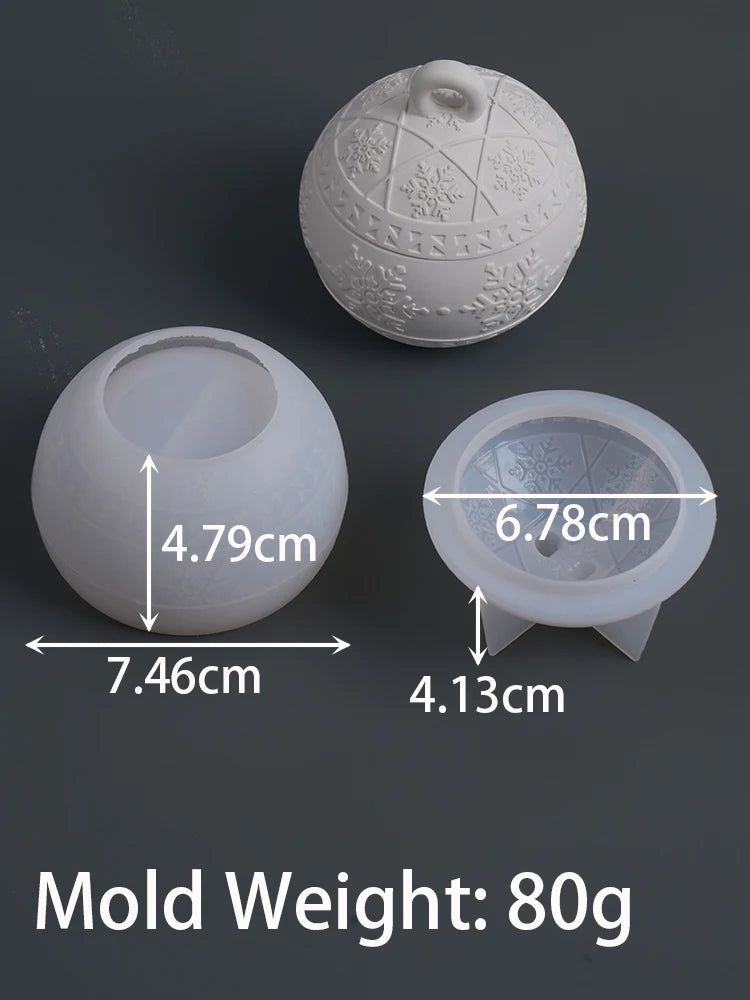 Christmas Relief Snows Berry Candle Jar Silicone Mold DIY Round Ball Storage Box Molds Plaster Resin Making Kit Xmas Crafts Deco