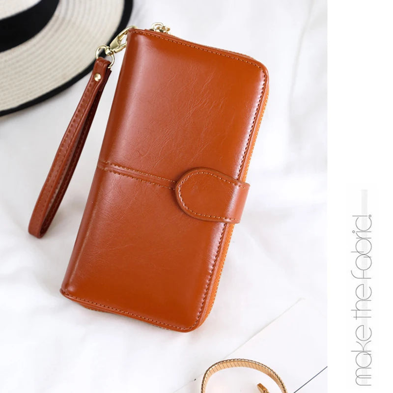 Women's PU Leather Long Wallet – Fashion Solid Color Zipper Purse, Large Capacity Coin Money Holder, Ladies Clutch Bolsa Mujer