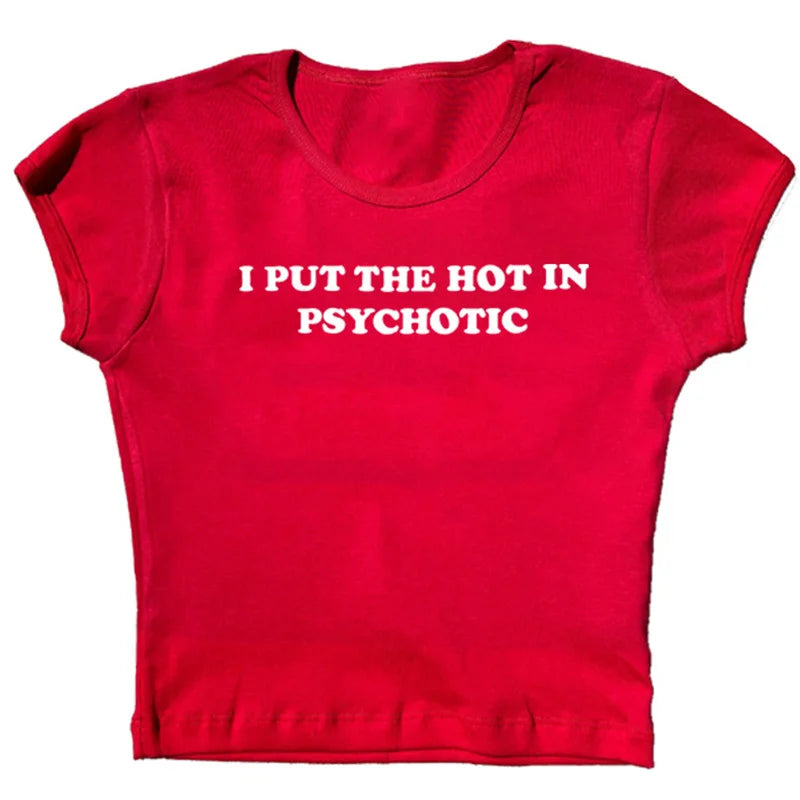 Baby Tee Cute Pink Womens Printed Aesthetic Fairy Crop Tops Y2k Clothes Punk Streetwear Sweet Emo Girls Sexy T-Shirts
