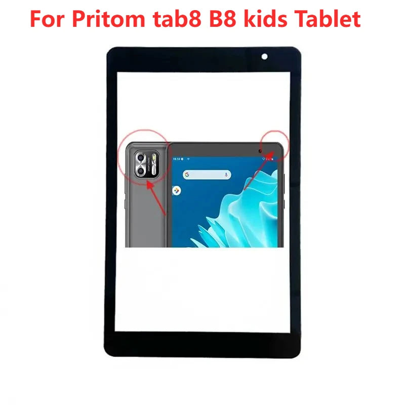 New 8 Inch For Pritom tab8 B8 kids Tablet Capacitive Touch Screen Digitizer Sensor Exterior Glass Panel Glass Panel Replacement
