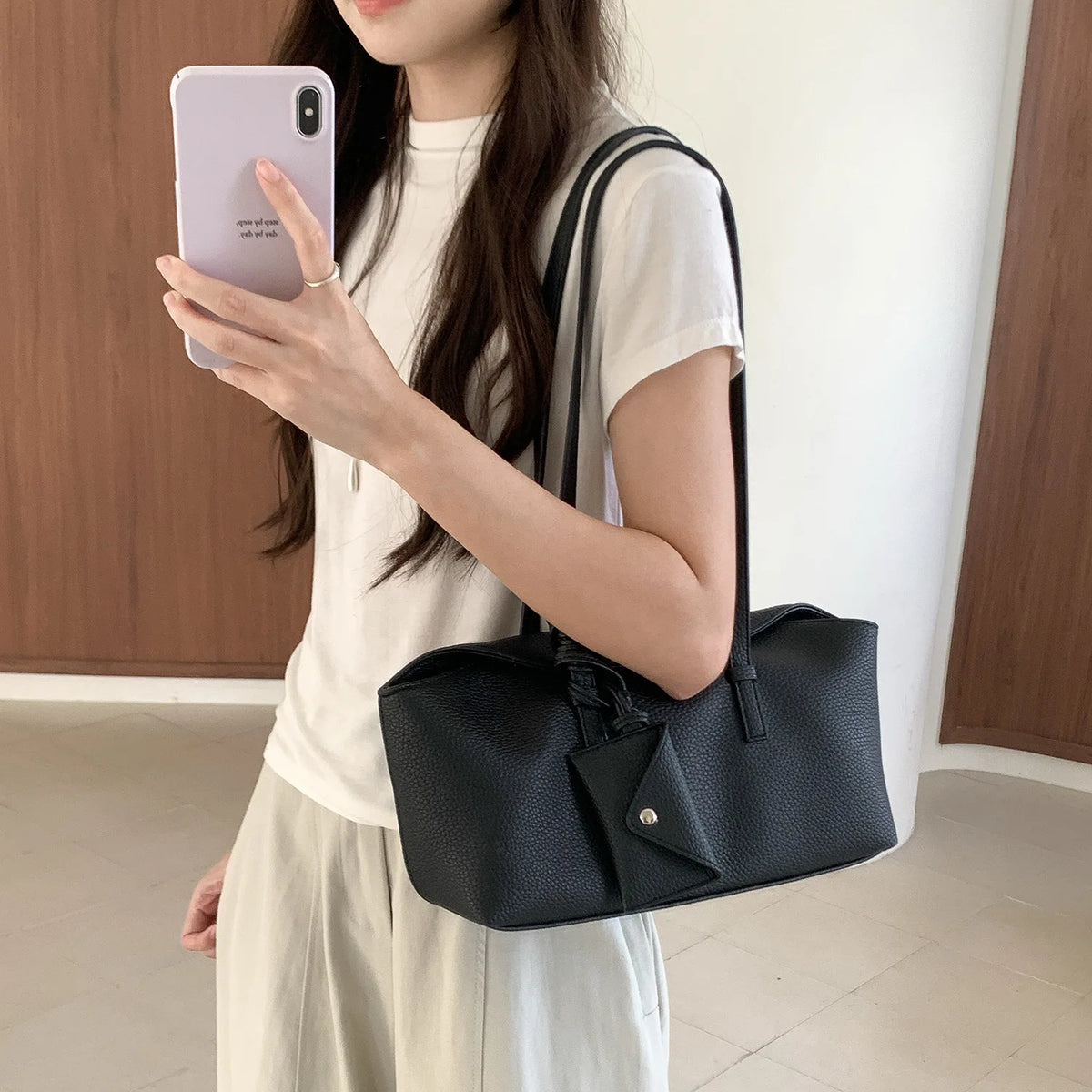 Fashion PU Leather Shoulder Bag For Women Handbags and Purses Luxury Ladies Underarm Bag Commute Female Totes Large Capacity
