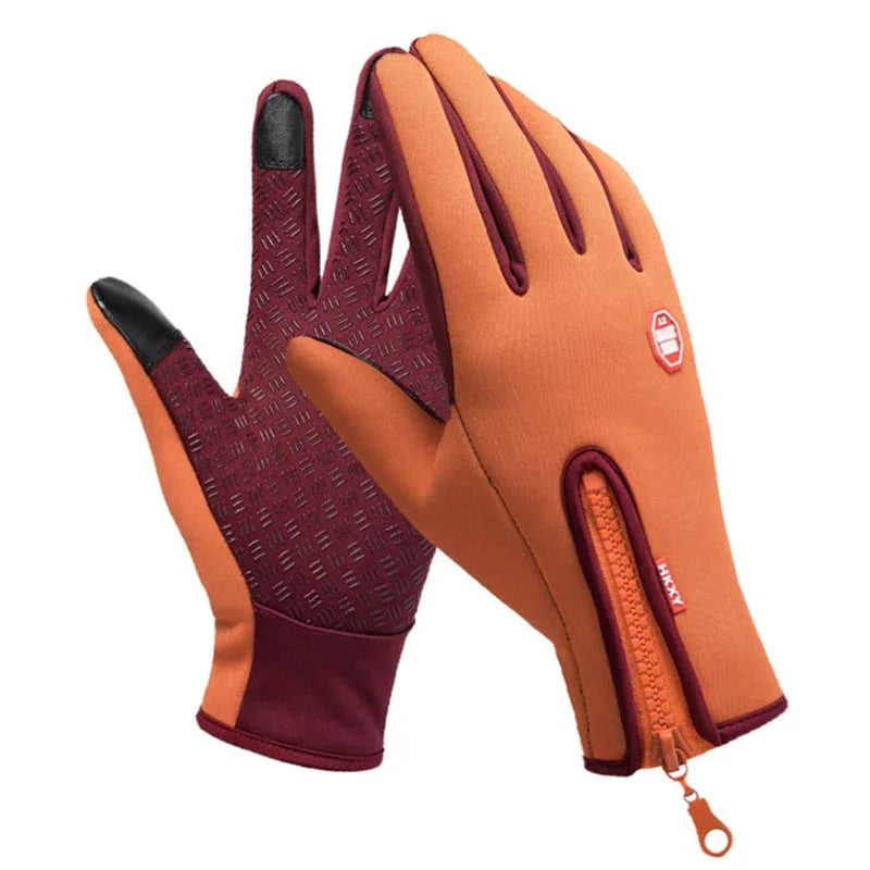 Winter Motorcycle Riding Gloves Waterproof Windproof Cycling Gloves Snowboard Motorcycle Driving Warm Touchscreen Zipper Glove