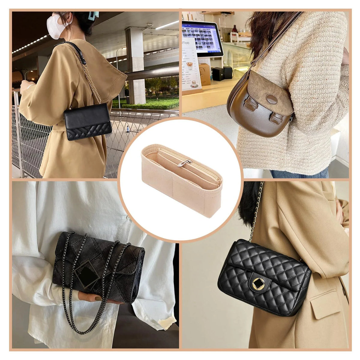 Felt Insert Bag Organizer Bag In Bag For Handbag Purse Organizer for