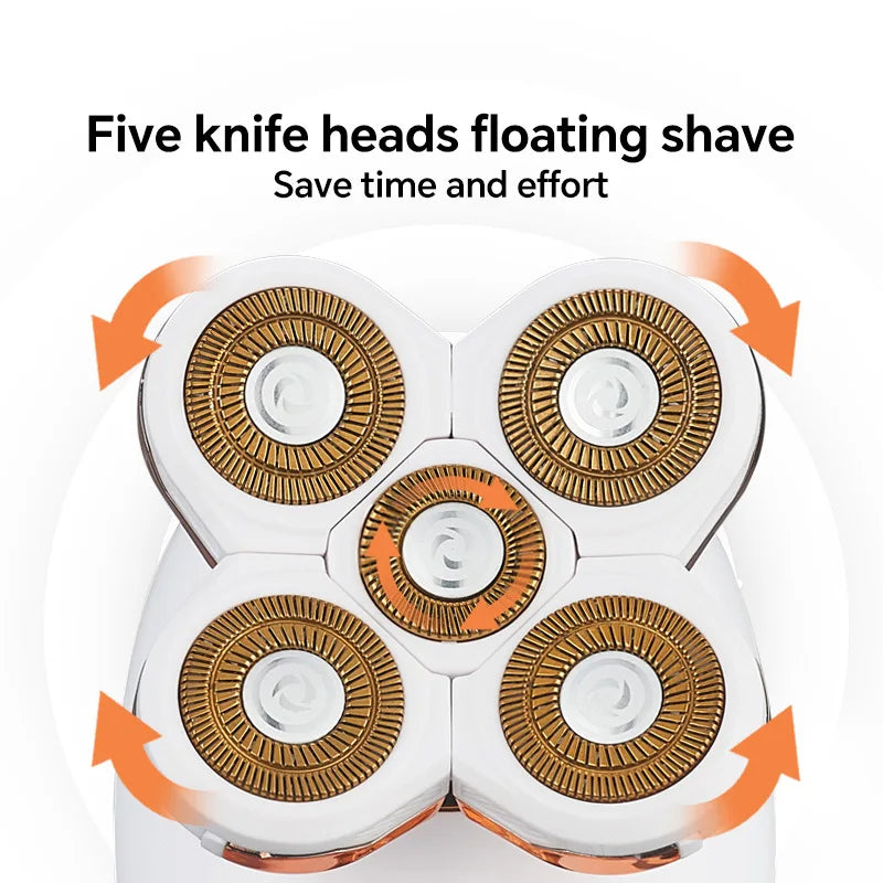 USB Electric Shaver with 5 Rotating Blades, Can Also Be Used as a Bald Head Machine Tool