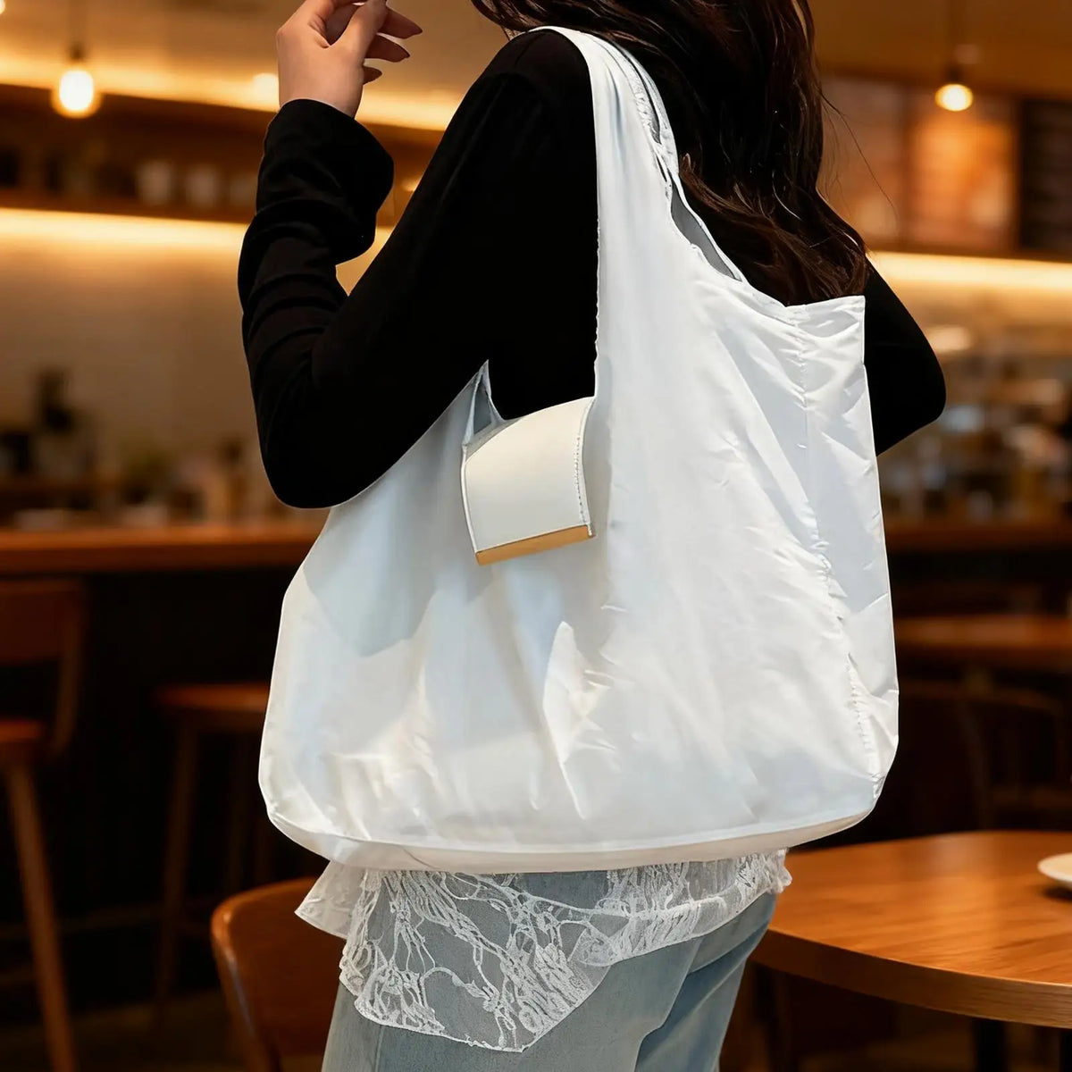 Tote Bag for Women PU Leather Trendy Purses Lightweight Expandable Key Ring Tote for Students Teachers Travel Outdoor School