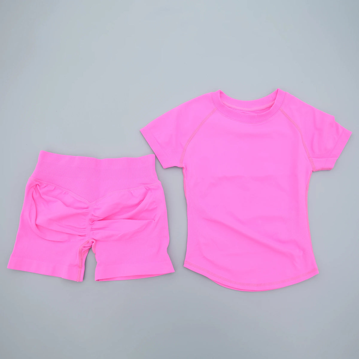 2 Pieces Sports Sets Short Sleeve Seamless Yoga Top Fitness Set Women Workout Running Sports Shorts Gym Suit