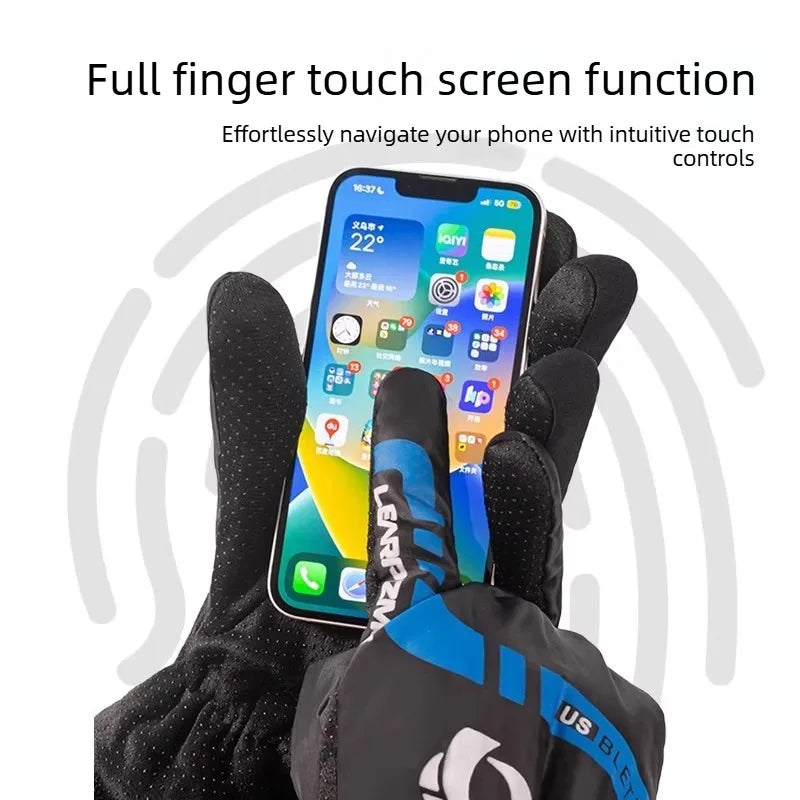 Winter Warm Velvet Cycling Gloves,Windproof Waterproof Cold‑Resistant Cotton Gloves for Outdoor Motorcycle Riding &Takeaway Work