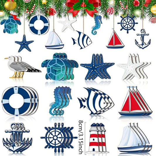Navigation Style Decoration, Wooden Beach Tree Decoration, Home Decoration, Pool Party Decoration (24 Pieces Set)
