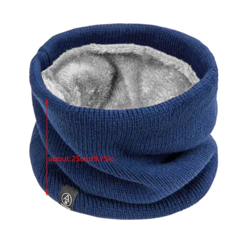 Knitted Scarf Winter Warm Snood Scarves Solid Thicken Wool Fur Neck Warmer Unisex Men Neck Scarfs Ring Female Pullover Scarf
