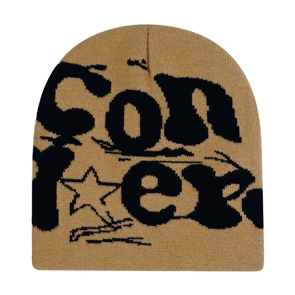 Y2K Letter Knitted Winter Autumn Beanie Cap Men Women Kanye Beanies Gorras Hombre Top Warm Skiing Hat Ear Hats Hip Hop Skullcap