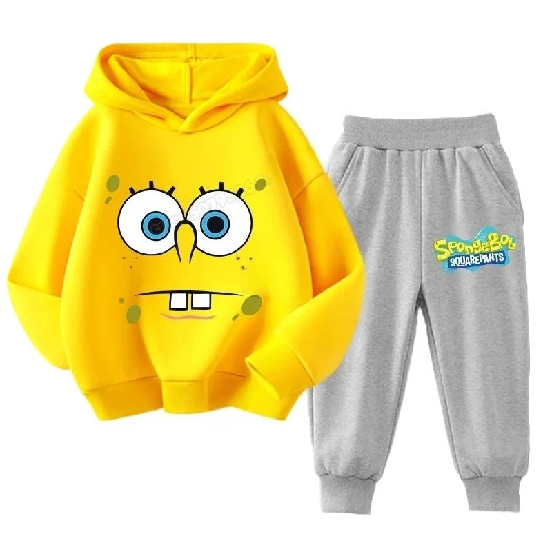 SpongeBobs Kids Sportswear Set Patrick Star Hoodies Sweatpants Girl Boy Hooded Sweatshirt Children Outfit Pullover Trousers Suit