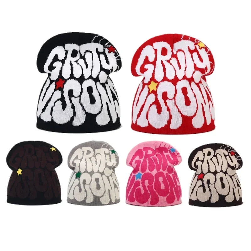 Y2K Letter Knitted Winter Autumn Beanie Cap Men Women Kanye Beanies Gorras Hombre Top Warm Skiing Hat Ear Hats Hip Hop Skullcap