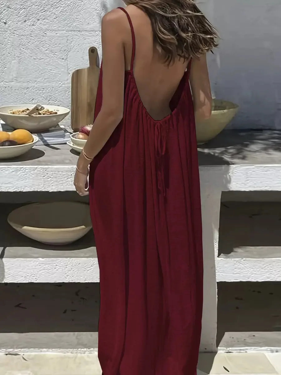 Open Back Strap Maxi Lounge Dress