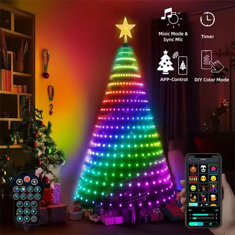 2.1M 400LEDs Christmas Lights Holiday String Lights with Star Shape, Smart LED Xmas Tree for Indoor Outdoor Decor