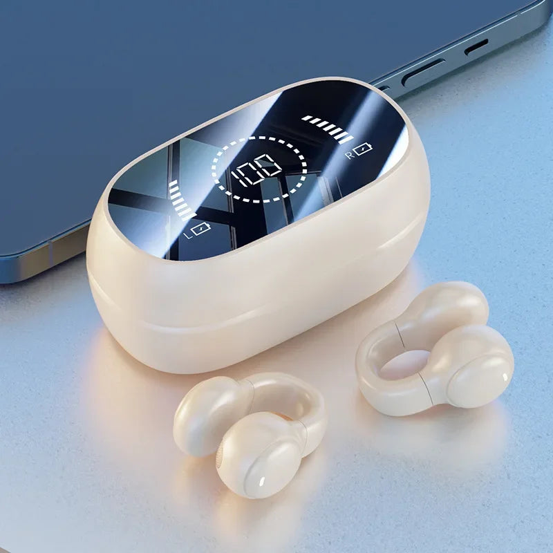 Wireless Headphones Bluetooth Headset With Mic Handsfree Noise Canceling Earphones Clip Ear Music Sports Gaming Earplug