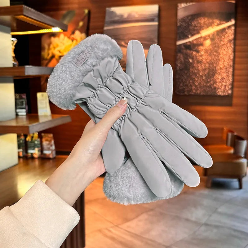 Winter Gloves for Women Touchscreen Riding Bike Motorcycle Warm Fleece Lined Windproof Thickened Waterproof