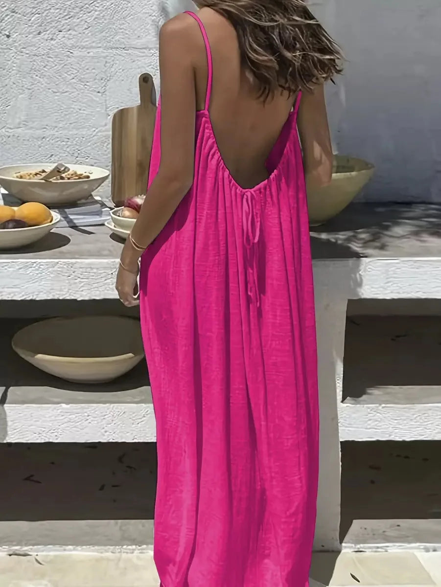 Open Back Strap Maxi Lounge Dress