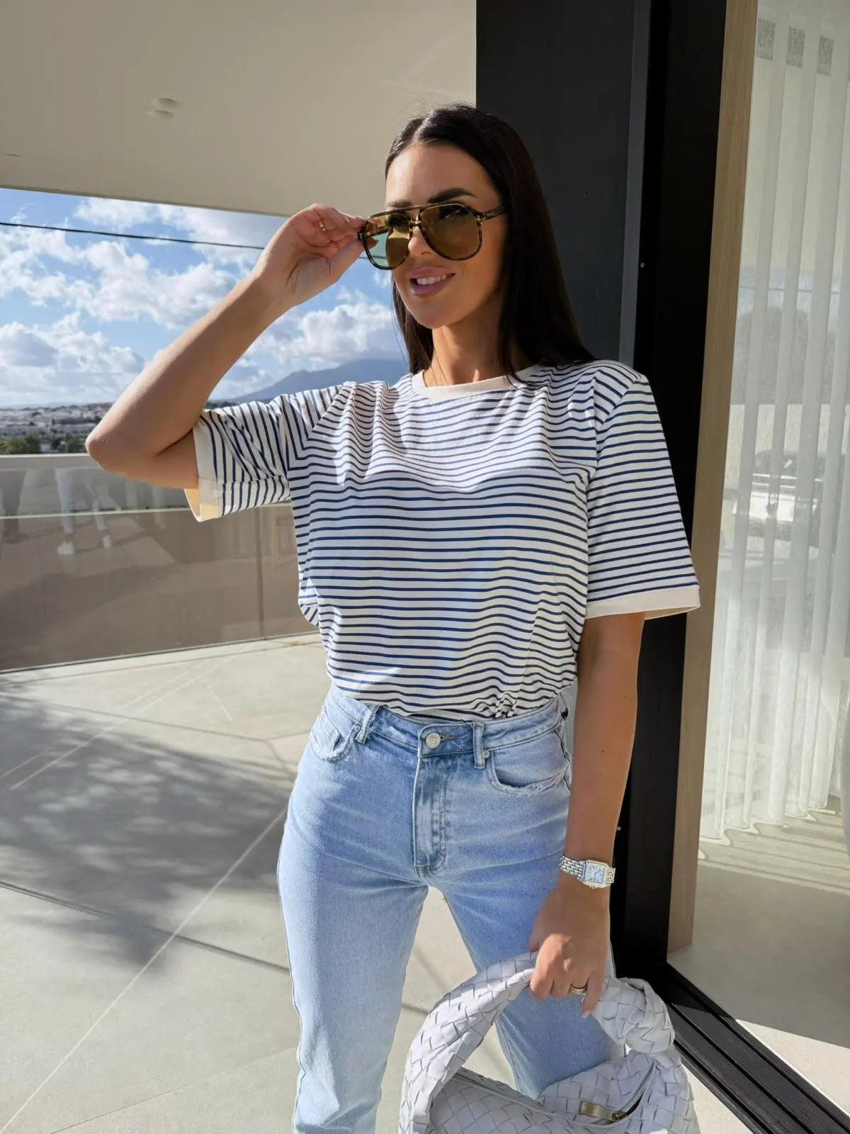 Women's Striped Short Sleeve T-Shirt Round Neck Casual Loose Fit Summer Top