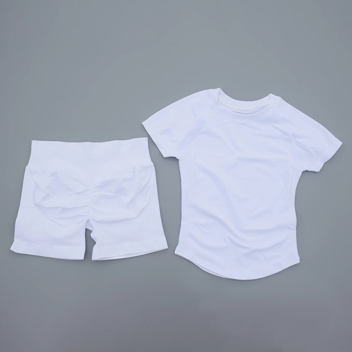 2 Pieces Sports Sets Short Sleeve Seamless Yoga Top Fitness Set Women Workout Running Sports Shorts Gym Suit