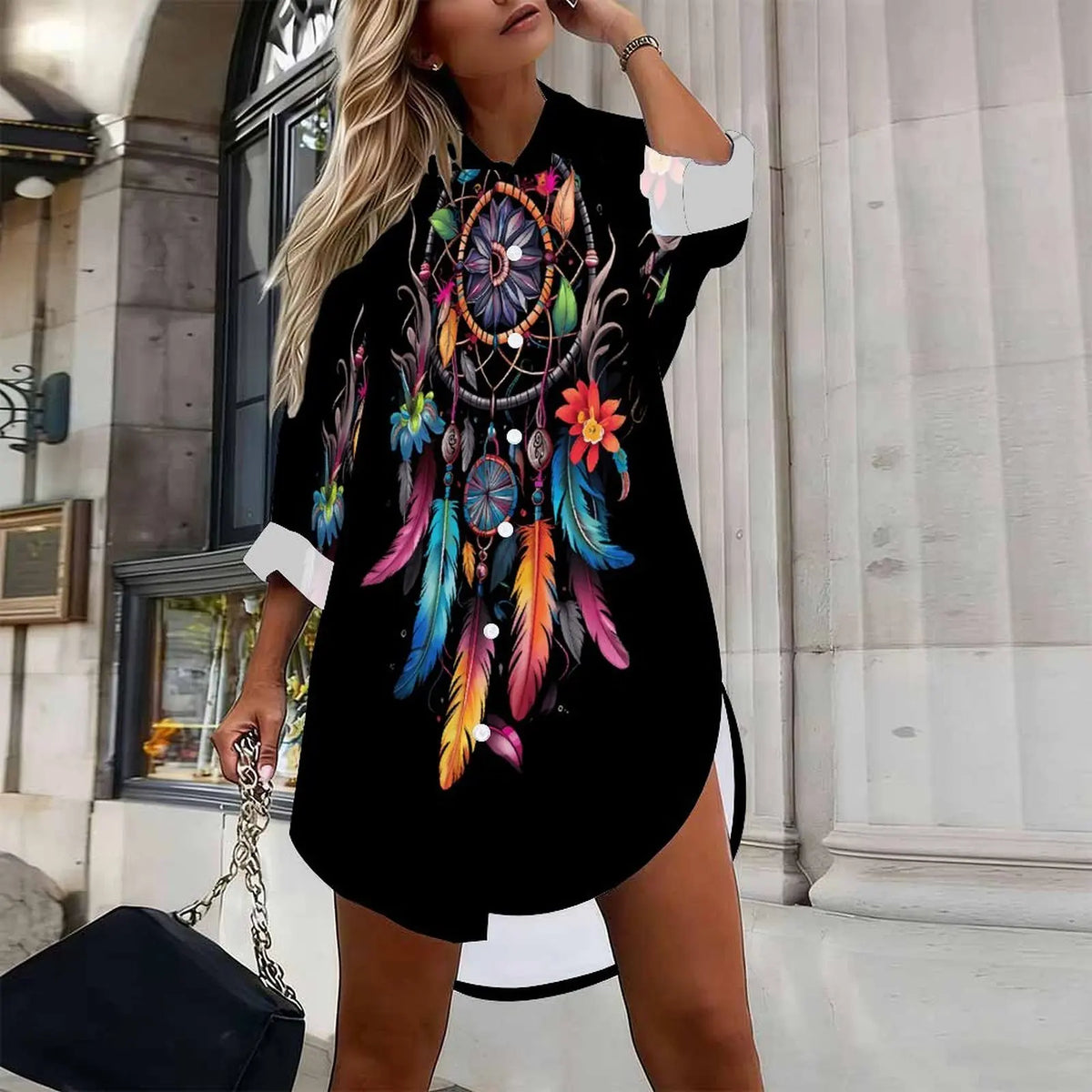 Autumn Trendy Clothes Winter Daily Casual Outfit Loose Shirt Elegant Long-Sleeved Women's Printed Top Fashion Buttons Blouse