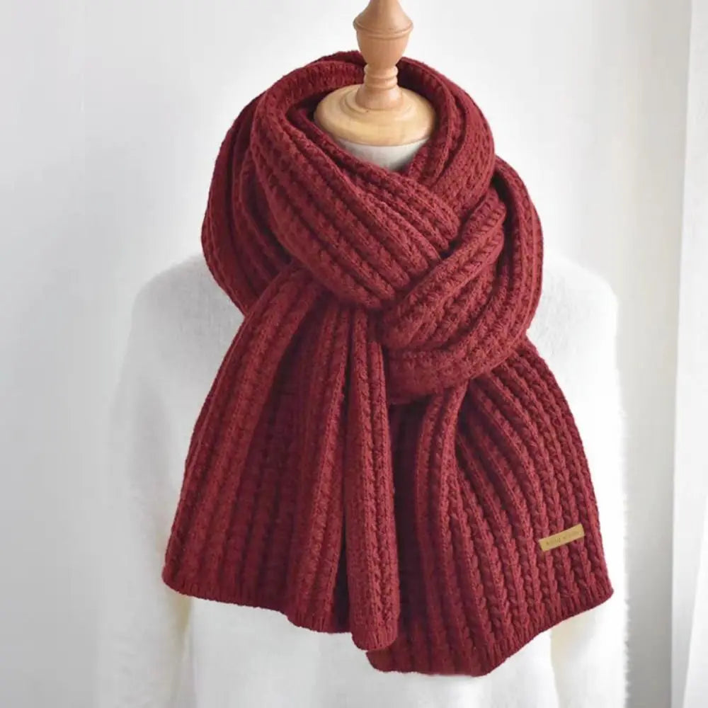 Fashion Thickened Knitted Scarf Winter Warm Outdoor Wraps Long Scarves Solid Color Neckerchief Male and Female